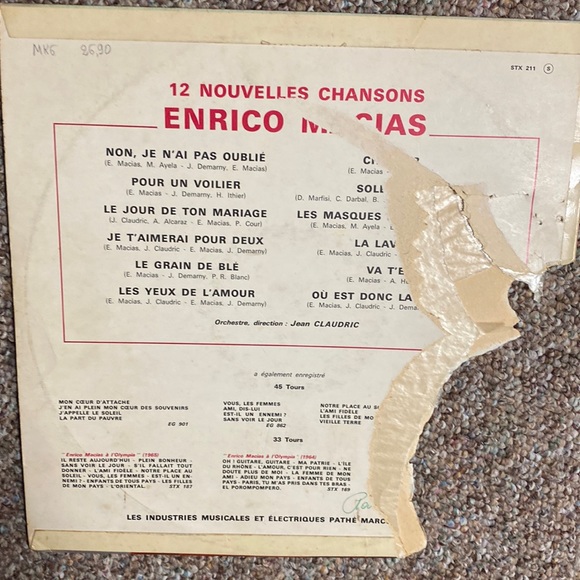 Enrico Macias -“12 nouvelles chansons” French musical 1964 Vinyl record - Picture 3 of 6